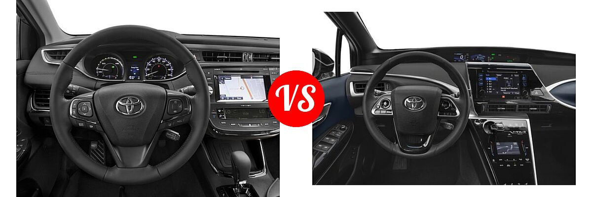 2018 Toyota Avalon Hybrid Sedan Hybrid Limited vs. 2019 Toyota Mirai Hatchback Hydrogen Sedan - Dashboard Comparison