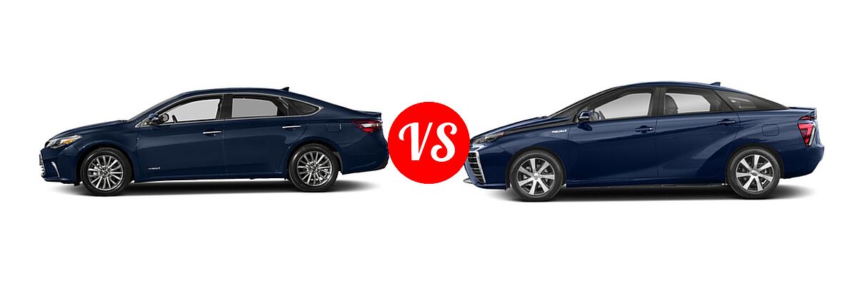2018 Toyota Avalon Hybrid Sedan Hybrid Limited vs. 2019 Toyota Mirai Hatchback Hydrogen Sedan - Side Comparison