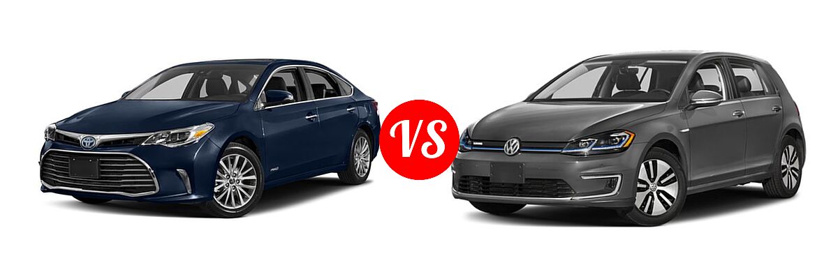 2018 Toyota Avalon Hybrid Sedan Hybrid Limited vs. 2018 Volkswagen e-Golf Hatchback Electric SE / SEL / SEL Premium - Front Left Comparison