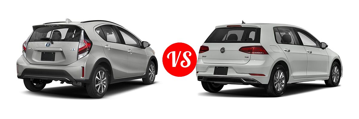 2018 Toyota Prius c Hatchback Four / One / Three / Two vs. 2018 Volkswagen Golf Hatchback S / SE - Rear Right Comparison