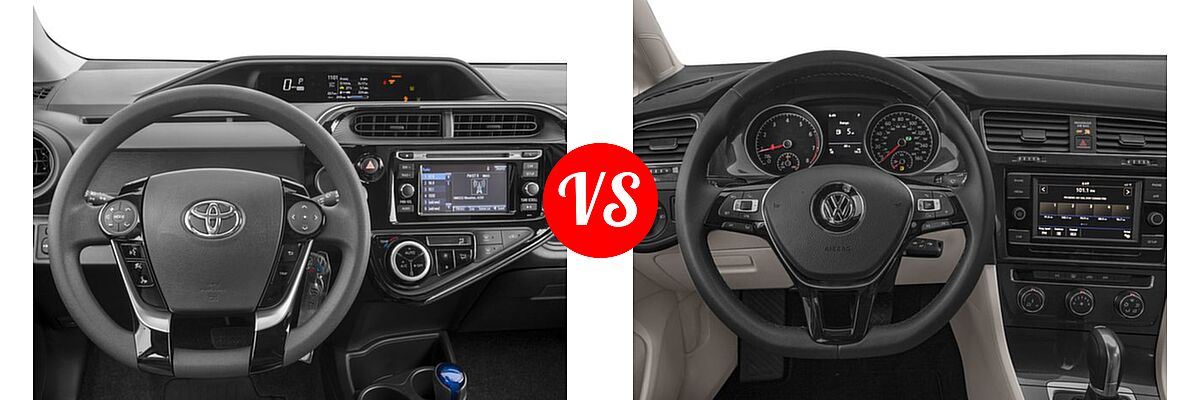 2018 Toyota Prius c Hatchback Four / One / Three / Two vs. 2018 Volkswagen Golf Hatchback S / SE - Dashboard Comparison