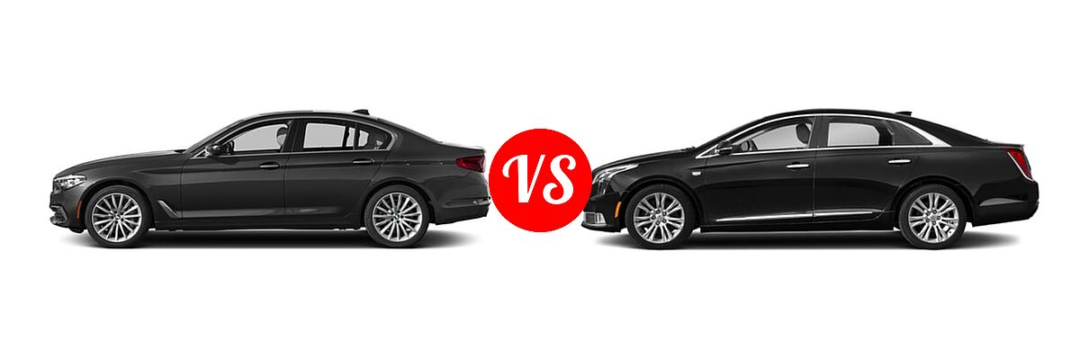 2018 BMW 5 Series Sedan 530i / 530i xDrive vs. 2019 Cadillac XTS Sedan 4dr Sdn FWD / Livery Package / Luxury / Platinum / Platinum V-Sport / Premium Luxury - Side Comparison