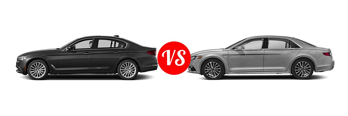 2018 BMW 5 Series Sedan 530i / 530i xDrive vs. 2019 Lincoln Continental Sedan Black Label / Premiere / Reserve / Select - Side Comparison
