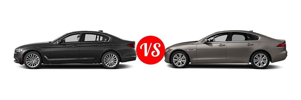 2018 BMW 5 Series Sedan Diesel 530i xDrive vs. 2018 Jaguar XF Sedan 25t / 25t Premium / 35t Portfolio Ltd Edition / 35t Premium - Side Comparison