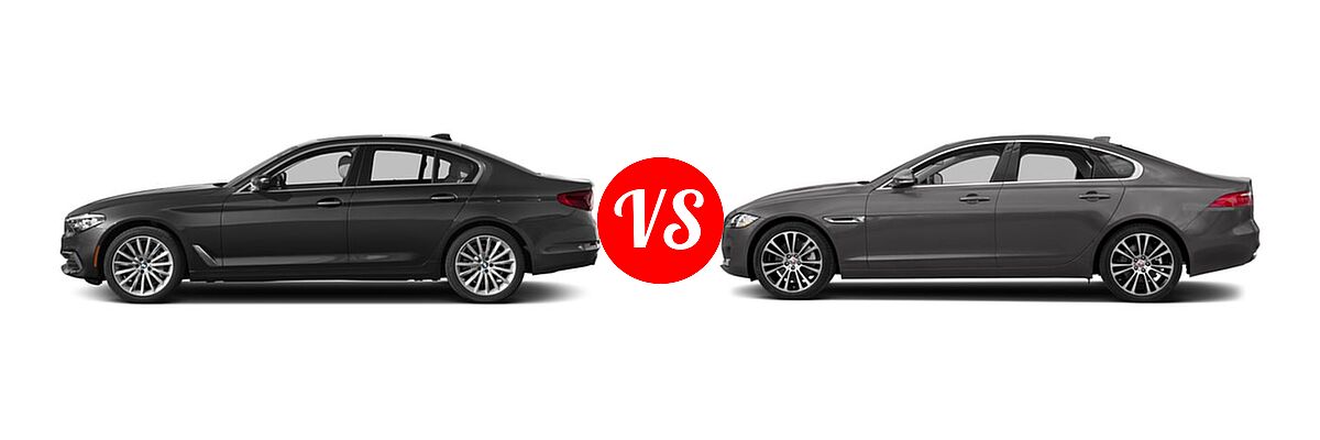 2018 BMW 5 Series Sedan Diesel 530i xDrive vs. 2018 Jaguar XF Sedan 25t Prestige / 35t Prestige - Side Comparison