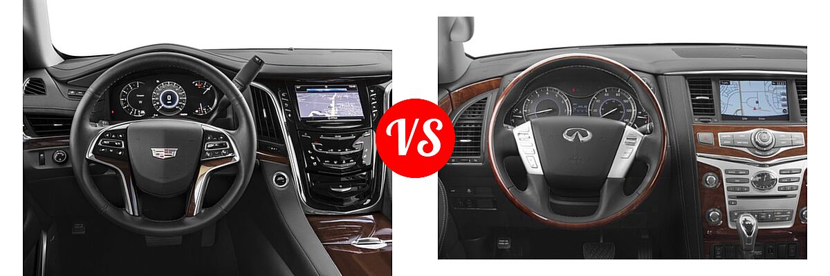 2018 Cadillac Escalade SUV Luxury vs. 2018 Infiniti QX80 SUV AWD / RWD - Dashboard Comparison