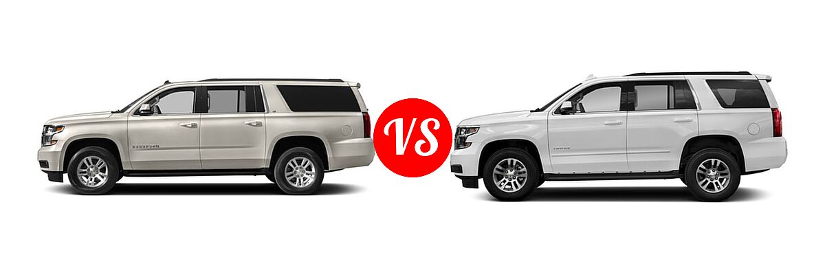 2018 Chevrolet Suburban SUV LS / LT vs. 2018 Chevrolet Tahoe SUV LS / LT - Side Comparison