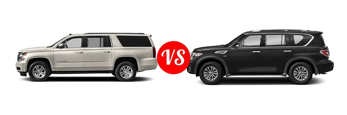 2018 Chevrolet Suburban SUV LS / LT vs. 2018 Nissan Armada SUV SV - Side Comparison