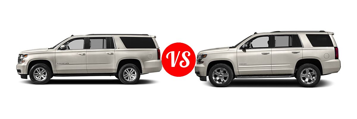 2018 Chevrolet Suburban SUV LS / LT vs. 2018 Chevrolet Tahoe SUV Premier - Side Comparison