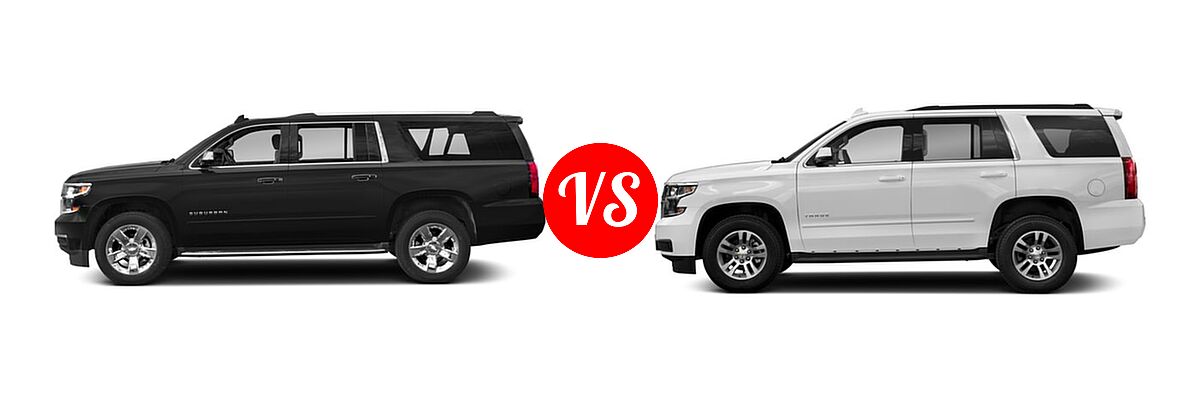 2018 Chevrolet Suburban SUV Premier vs. 2018 Chevrolet Tahoe SUV LS / LT - Side Comparison