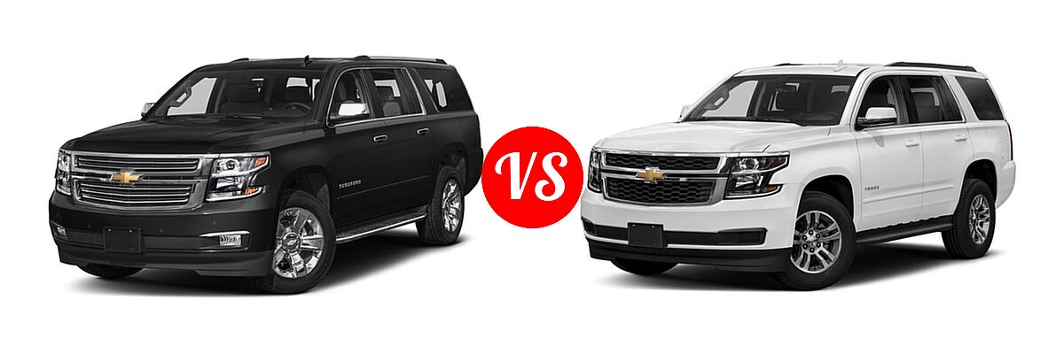 2018 Chevrolet Suburban SUV Premier vs. 2018 Chevrolet Tahoe SUV LS / LT - Front Left Comparison