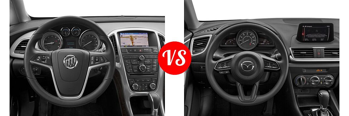 2017 Buick Verano Sedan Leather Group / Sport Touring vs. 2017 Mazda 3 Sedan Sport - Dashboard Comparison