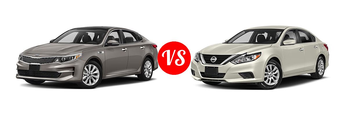 2018 Kia Optima Sedan EX / LX / LX 1.6T vs. 2018 Nissan Altima Sedan 2.5 S / 2.5 SL / 2.5 SR / 2.5 SV / 3.5 SL - Front Left Comparison