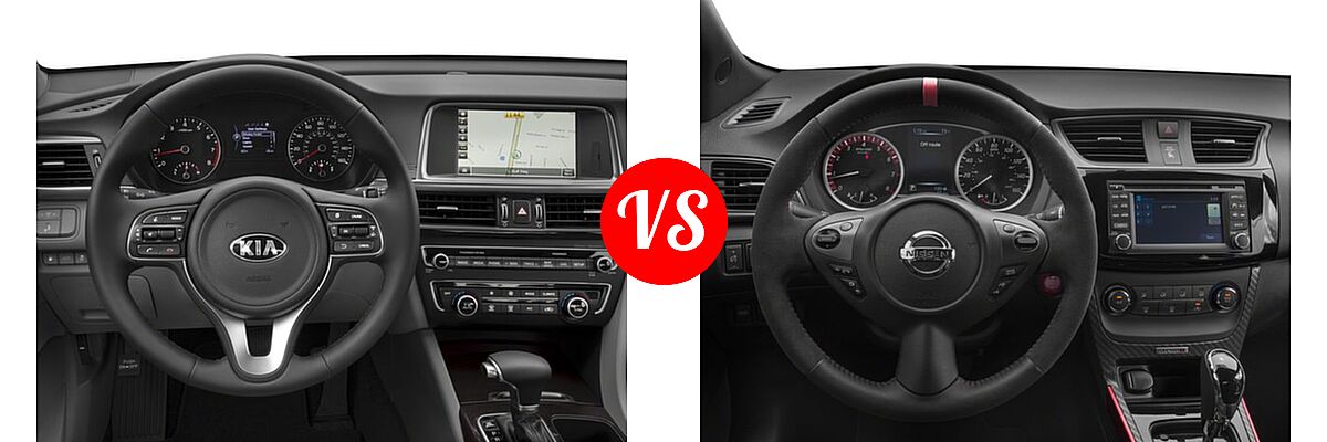 2018 Kia Optima Sedan EX / LX / LX 1.6T vs. 2018 Nissan Sentra NISMO Sedan NISMO - Dashboard Comparison