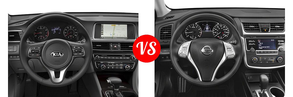 2018 Kia Optima Sedan EX / LX / LX 1.6T vs. 2018 Nissan Altima Sedan 2.5 S / 2.5 SL / 2.5 SR / 2.5 SV / 3.5 SL - Dashboard Comparison