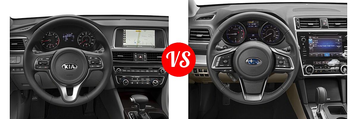 2018 Kia Optima Sedan EX / LX / LX 1.6T vs. 2018 Subaru Legacy Sedan Premium - Dashboard Comparison