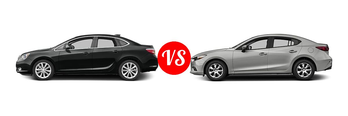 2017 Buick Verano Sedan Leather Group / Sport Touring vs. 2017 Mazda 3 Sedan Sport - Side Comparison