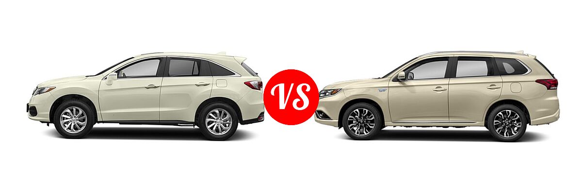 2018 Acura RDX SUV FWD vs. 2018 Mitsubishi Outlander PHEV SUV GT / SEL - Side Comparison