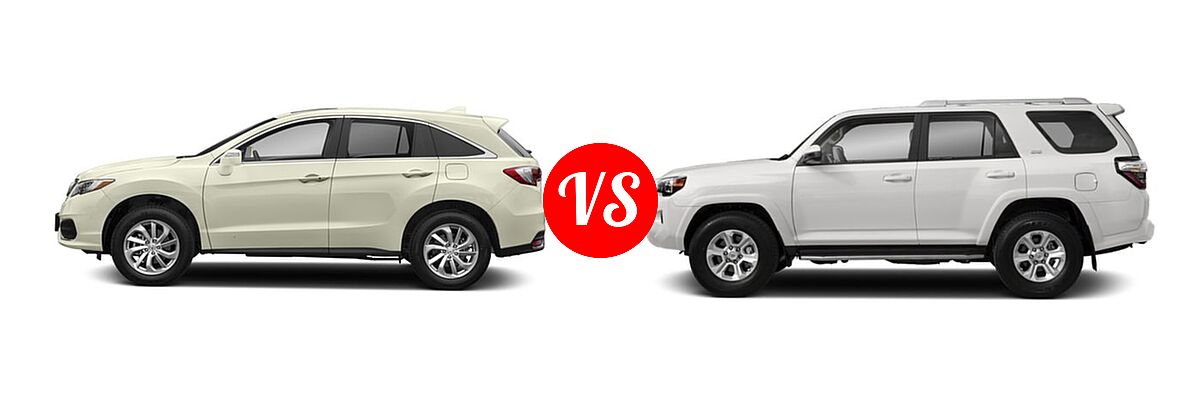 2018 Acura RDX SUV FWD vs. 2018 Toyota 4Runner SUV SR5 / SR5 Premium - Side Comparison