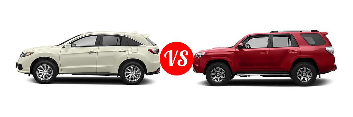 2018 Acura RDX SUV FWD vs. 2018 Toyota 4Runner SUV TRD Off Road Premium - Side Comparison