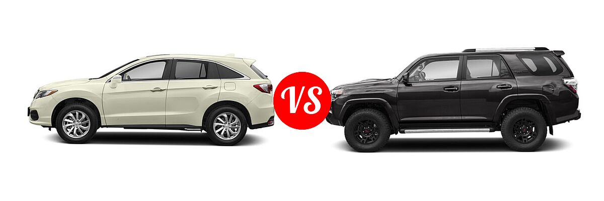 2018 Acura RDX SUV FWD vs. 2018 Toyota 4Runner SUV TRD Pro - Side Comparison