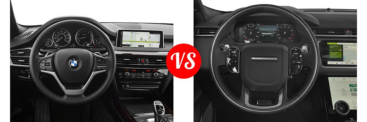 2018 BMW X5 SUV Diesel xDrive35d vs. 2018 Land Rover Range Rover Velar SUV Diesel R-Dynamic HSE / R-Dynamic SE / S - Dashboard Comparison