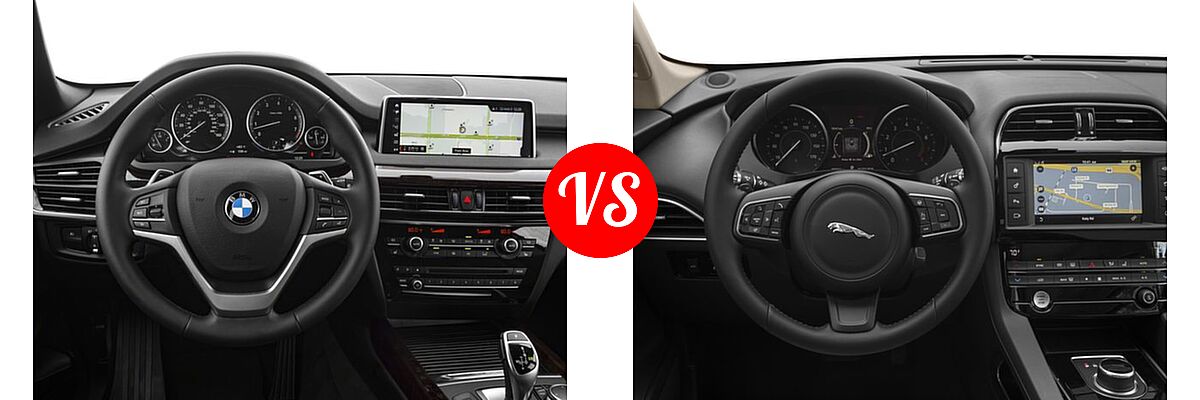 2018 BMW X5 SUV Hybrid xDrive40e iPerformance vs. 2018 Jaguar F-PACE SUV 30t Portfolio / 30t Premium / 30t Prestige / 35t Portfolio / 35t Premium / 35t Prestige - Dashboard Comparison