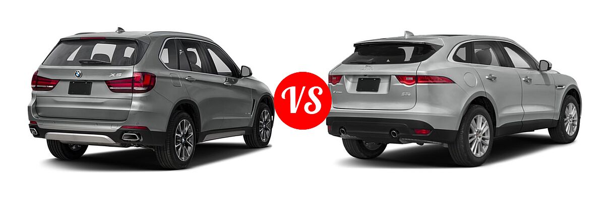 2018 BMW X5 SUV Hybrid xDrive40e iPerformance vs. 2018 Jaguar F-PACE SUV 25t / 25t Premium / 25t Prestige - Rear Right Comparison