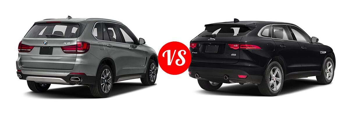2018 BMW X5 SUV Hybrid xDrive40e iPerformance vs. 2018 Jaguar F-PACE SUV 30t Portfolio / 30t Premium / 30t Prestige / 35t Portfolio / 35t Premium / 35t Prestige - Rear Right Comparison