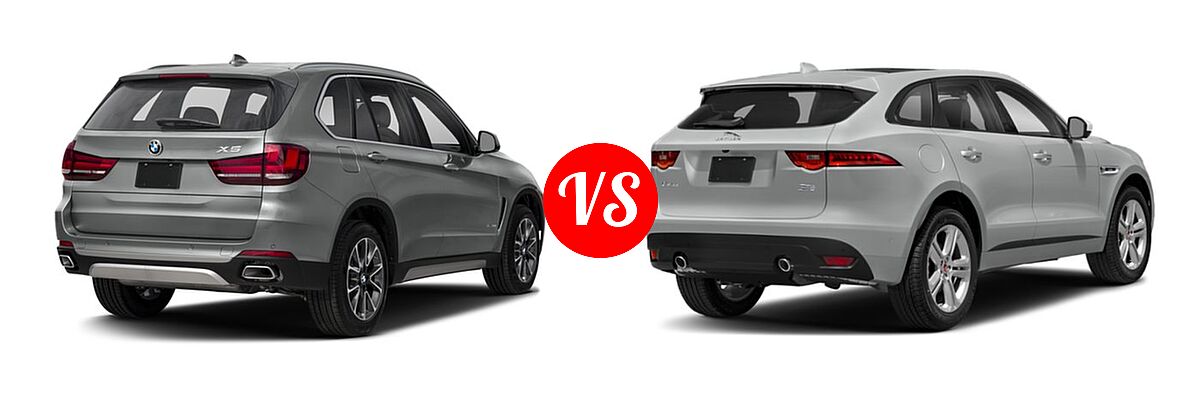2018 BMW X5 SUV Hybrid xDrive40e iPerformance vs. 2018 Jaguar F-PACE SUV 25t R-Sport - Rear Right Comparison