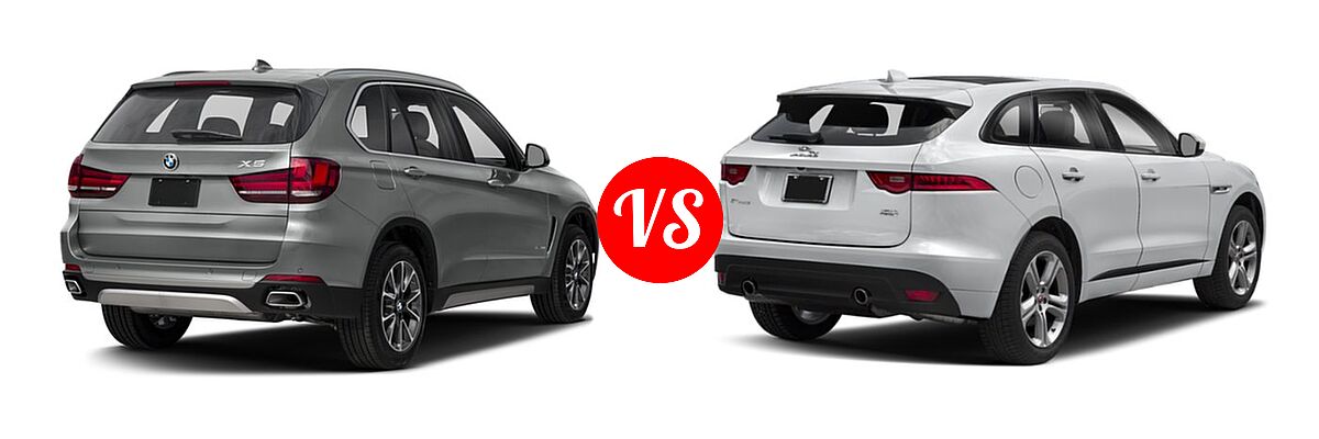 2018 BMW X5 SUV Hybrid xDrive40e iPerformance vs. 2018 Jaguar F-PACE SUV 30t R-Sport / 35t R-Sport - Rear Right Comparison