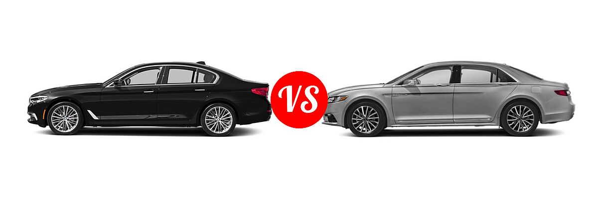 2018 BMW 5 Series Sedan 540i / 540i xDrive vs. 2019 Lincoln Continental Sedan Black Label / Premiere / Reserve / Select - Side Comparison