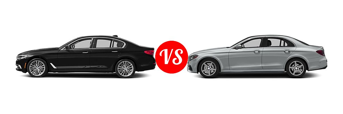 2018 BMW 5 Series Sedan 540i / 540i xDrive vs. 2018 Mercedes-Benz E-Class Sedan E 300 AMG Line / E 300 Sport - Side Comparison