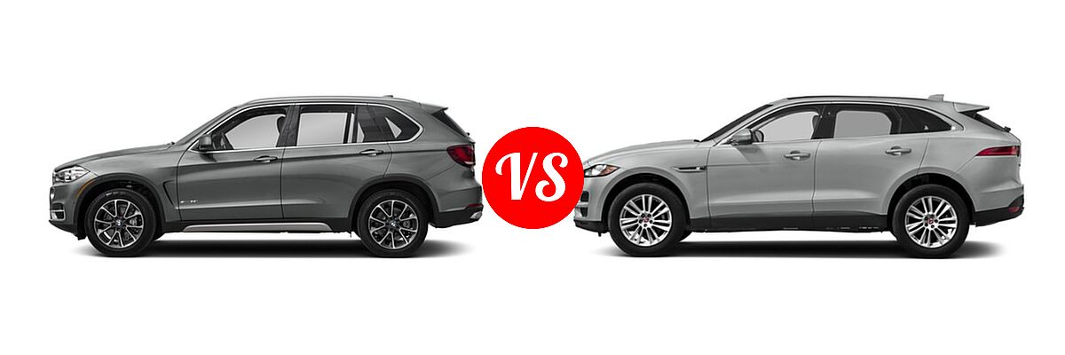 2018 BMW X5 SUV Diesel xDrive35d vs. 2018 Jaguar F-PACE SUV 25t / 25t Premium / 25t Prestige - Side Comparison