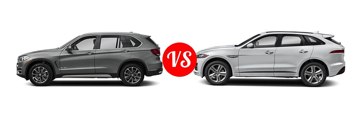 2018 BMW X5 SUV Diesel xDrive35d vs. 2018 Jaguar F-PACE SUV 30t R-Sport / 35t R-Sport - Side Comparison