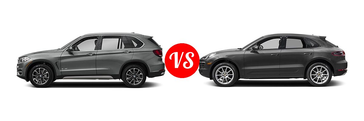 2018 BMW X5 SUV sDrive35i / xDrive35i / xDrive50i vs. 2018 Porsche Macan SUV AWD - Side Comparison