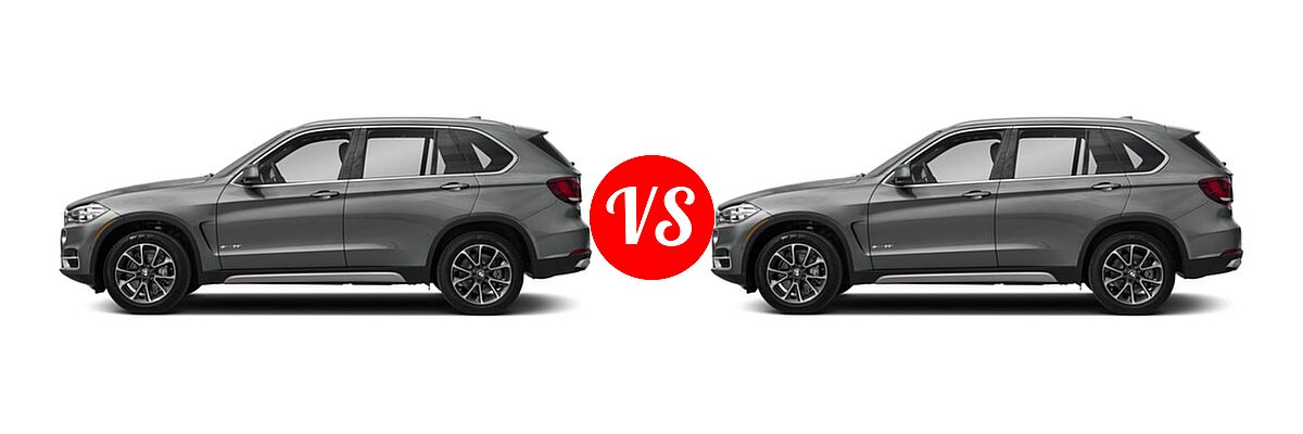 2018 BMW X5 SUV sDrive35i / xDrive35i / xDrive50i vs. 2018 BMW X5 SUV Hybrid xDrive40e iPerformance - Side Comparison