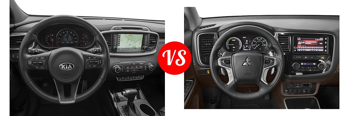 2018 Kia Sorento SUV SX Limited V6 vs. 2018 Mitsubishi Outlander PHEV SUV GT / SEL - Dashboard Comparison