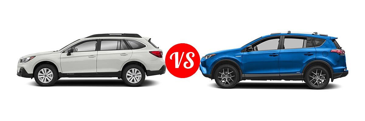 2018 Subaru Outback SUV 2.5i vs. 2018 Toyota RAV4 Hybrid SUV Hybrid SE - Side Comparison