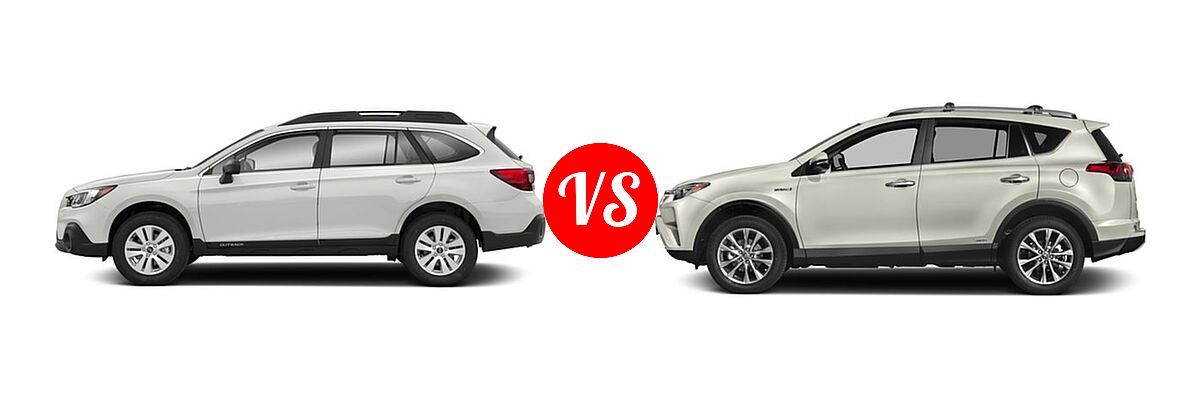 2018 Subaru Outback SUV 2.5i vs. 2018 Toyota RAV4 Hybrid SUV Hybrid Limited - Side Comparison