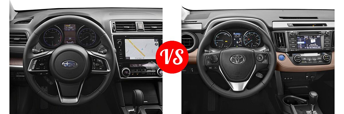2018 Subaru Outback SUV Limited vs. 2018 Toyota RAV4 Hybrid SUV Hybrid LE / Hybrid XLE - Dashboard Comparison