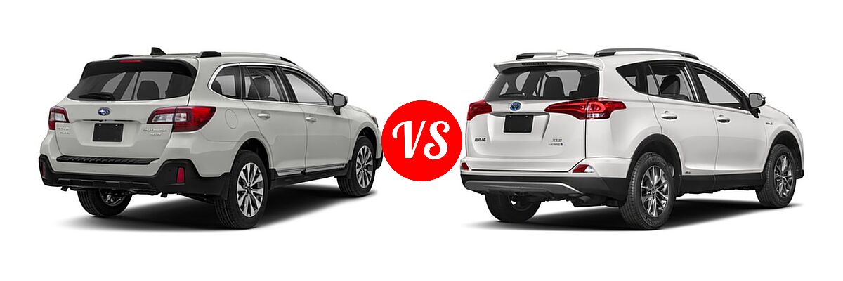 2018 Subaru Outback SUV Touring vs. 2018 Toyota RAV4 Hybrid SUV Hybrid LE / Hybrid XLE - Rear Right Comparison