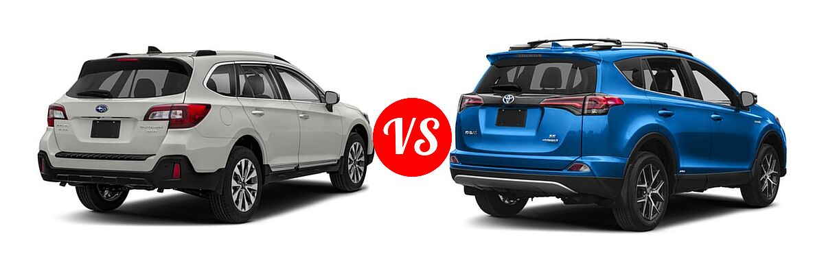 2018 Subaru Outback SUV Touring vs. 2018 Toyota RAV4 Hybrid SUV Hybrid SE - Rear Right Comparison