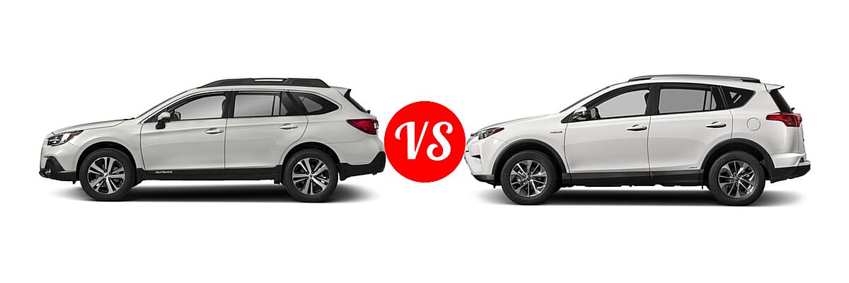 2018 Subaru Outback SUV Limited vs. 2018 Toyota RAV4 Hybrid SUV Hybrid LE / Hybrid XLE - Side Comparison