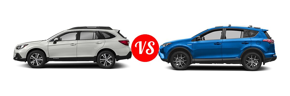 2018 Subaru Outback SUV Limited vs. 2018 Toyota RAV4 Hybrid SUV Hybrid SE - Side Comparison