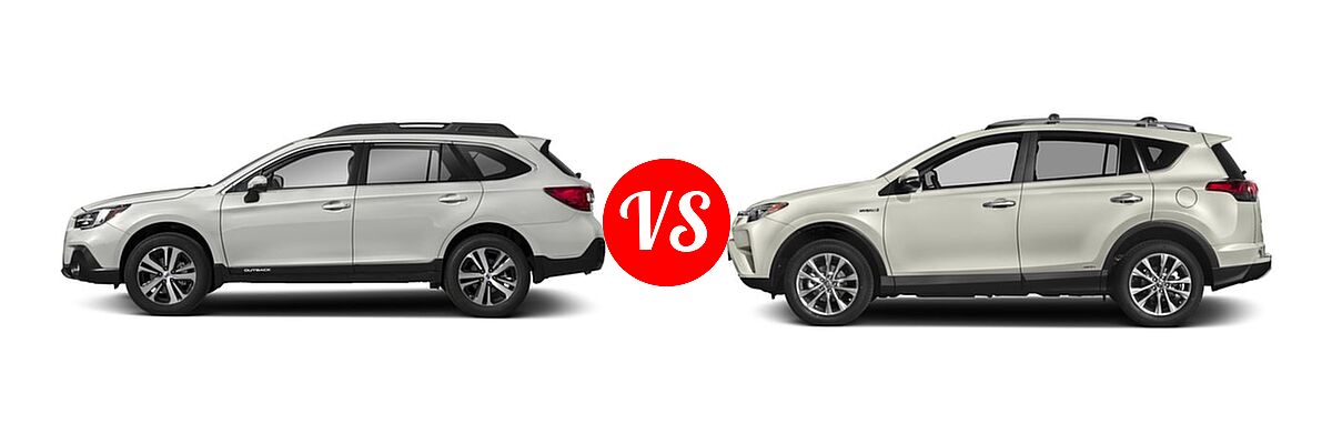 2018 Subaru Outback SUV Limited vs. 2018 Toyota RAV4 Hybrid SUV Hybrid Limited - Side Comparison