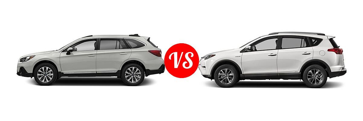 2018 Subaru Outback SUV Touring vs. 2018 Toyota RAV4 Hybrid SUV Hybrid LE / Hybrid XLE - Side Comparison