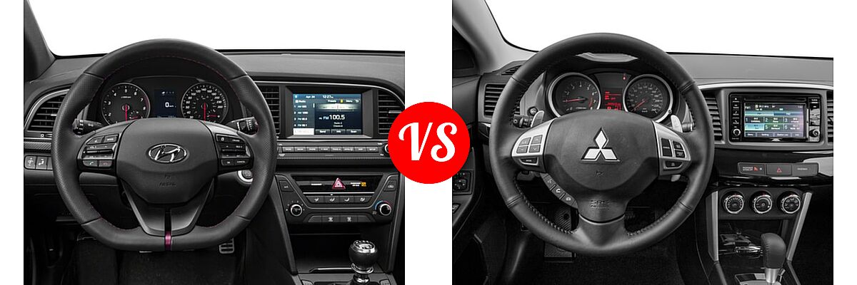 2017 Hyundai Elantra Sedan Sport vs. 2017 Mitsubishi Lancer Sedan ES / LE / SE / SEL - Dashboard Comparison