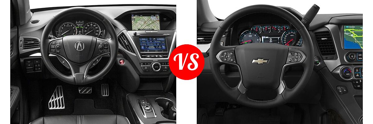 2017 Acura MDX SUV Hybrid Sport Hybrid w/Advance Pkg vs. 2017 Chevrolet Suburban SUV LS / LT - Dashboard Comparison