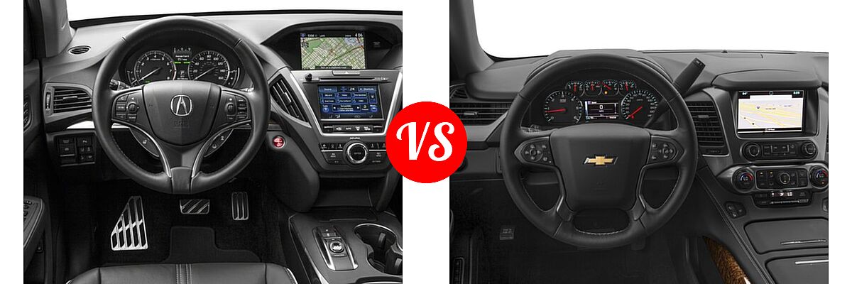 2017 Acura MDX SUV Hybrid Sport Hybrid w/Advance Pkg vs. 2017 Chevrolet Suburban SUV Premier - Dashboard Comparison